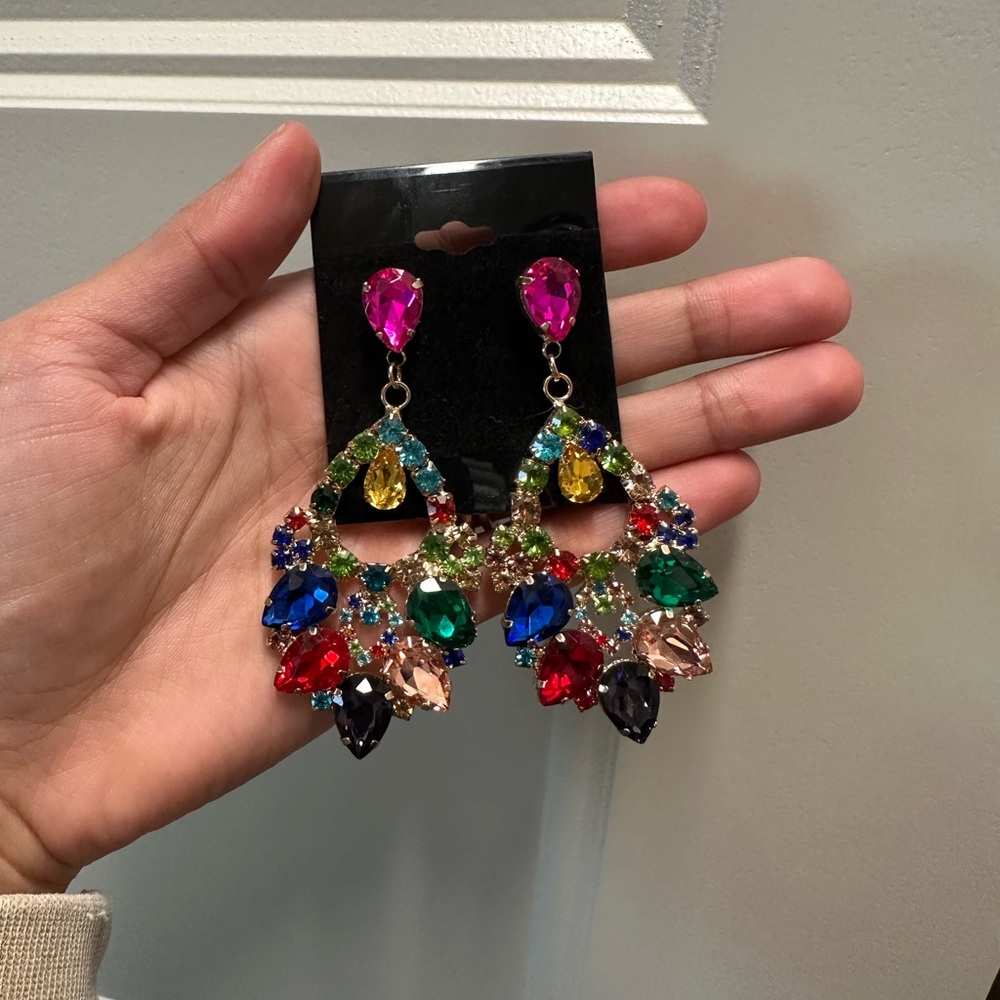 Colorful Gemstone Drop Earrings